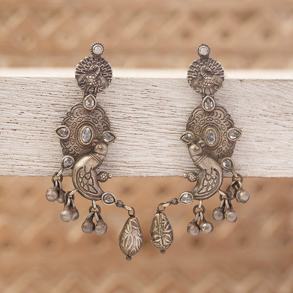 Silver Toned Brass Earrings