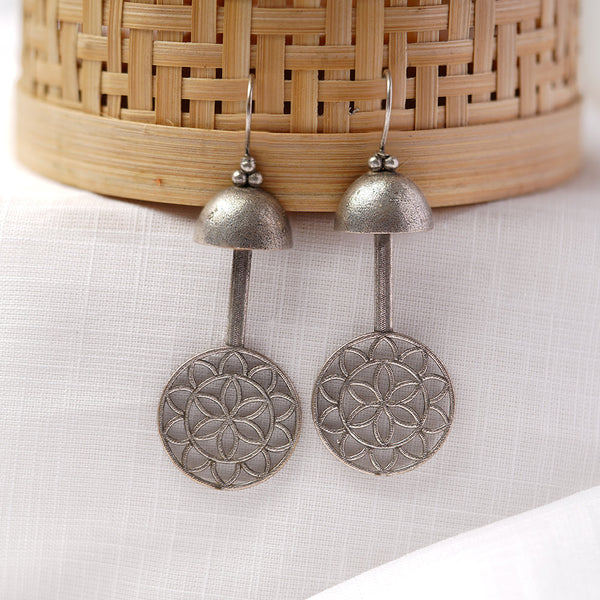 Ghantika- Silver Brass Oxidised dangler earrings