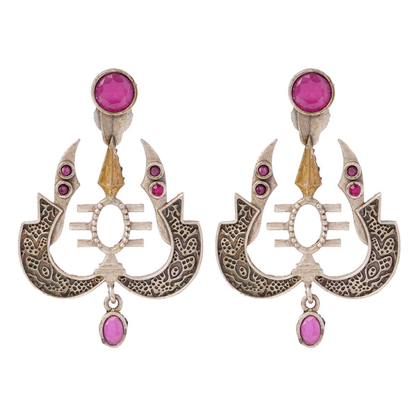 Silver alloy based Trishul Earrings