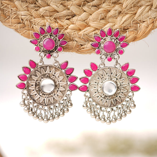 Aarika- Silver Brass ghunghroo dangler earrings