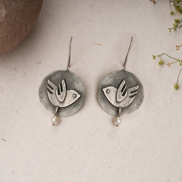Bird Motif Oxidised Earrings