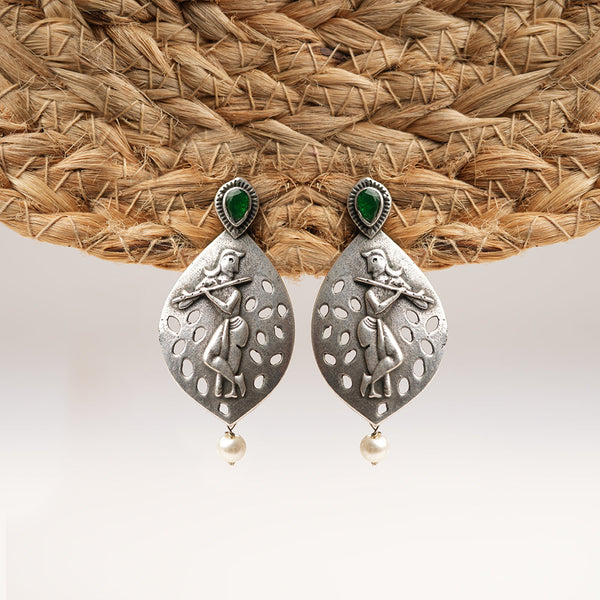 Krishna Motif Oxidised Earrings