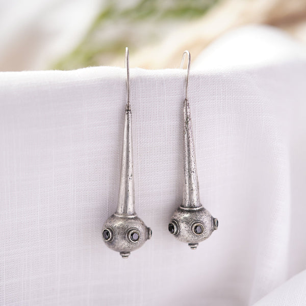 Somya- Silver Brass Oxidised dangler earrings