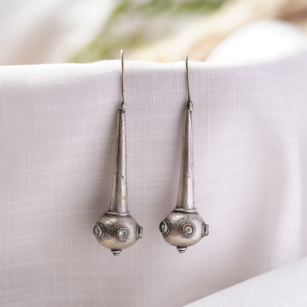 Silvertoned Handcrated Brass Earring