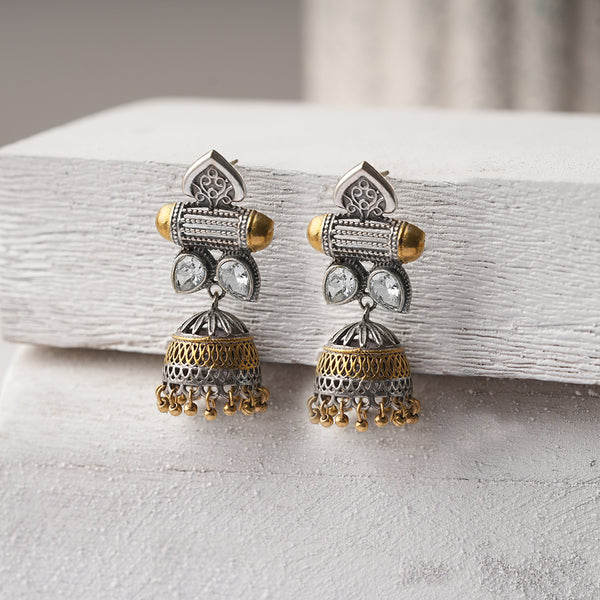 Dual toned Antique polish Brass Danglers