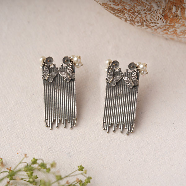 Oxidised buterfly earrings