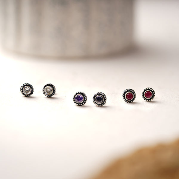 Combo of 3 Oxidised Colorful Studs