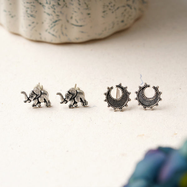 Combo of 2 Oxidised Silver Studs