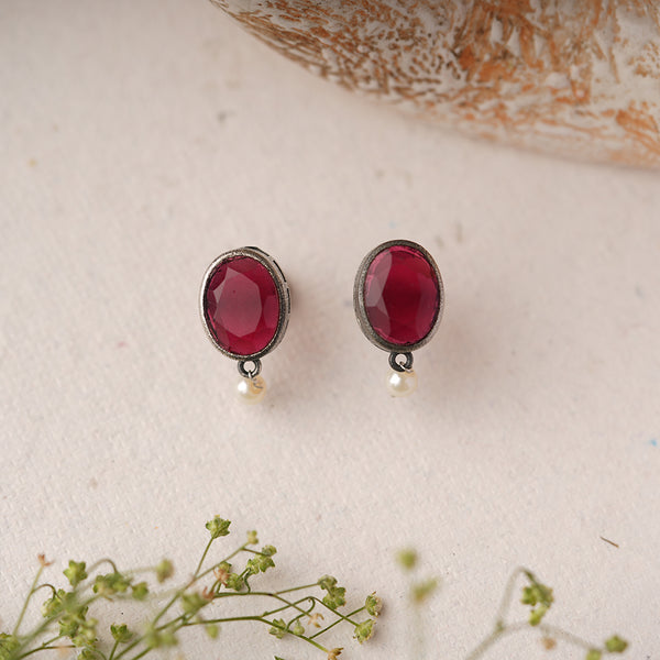 Oxidised Diamond shaped Stud Earrings