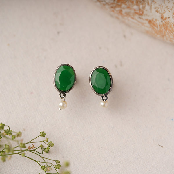 Oxidised Diamond shaped Stud Earrings