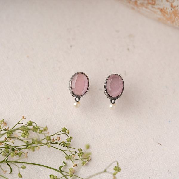 Oxidised Diamond shaped Stud Earrings
