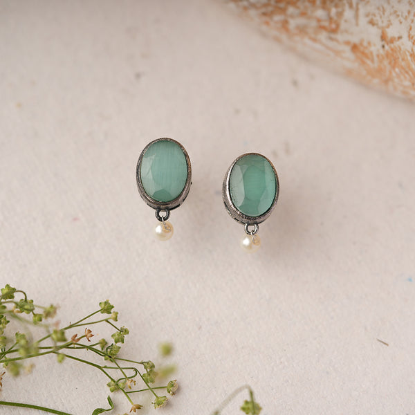 Oxidised Diamond shaped Stud Earrings
