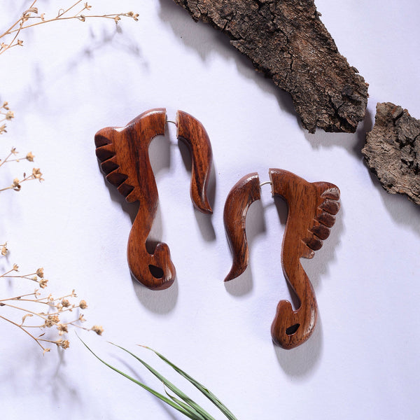 Noira- Wooden Dangler Earrings