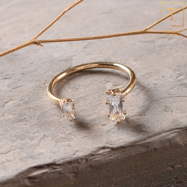 Astrisia- Stone Studded Blackmetal Rectangular Fancy Rings