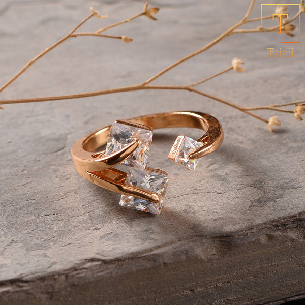 Cosmelia- Stone studded Rosegold Fancy Rings