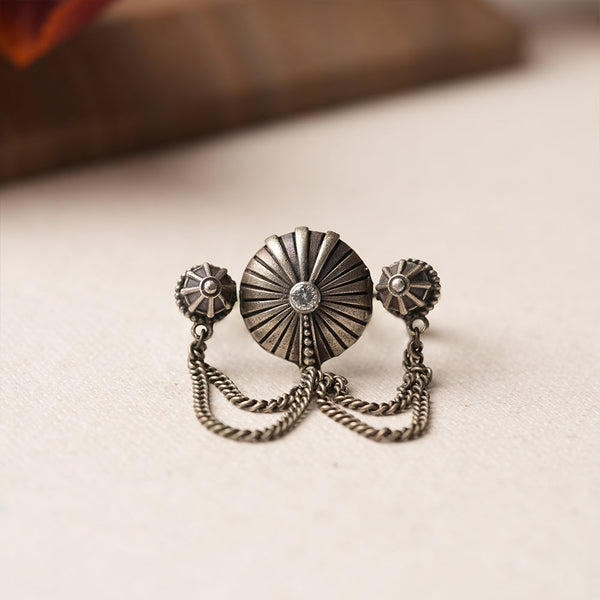 Mrigaa- Silver oxidised ring