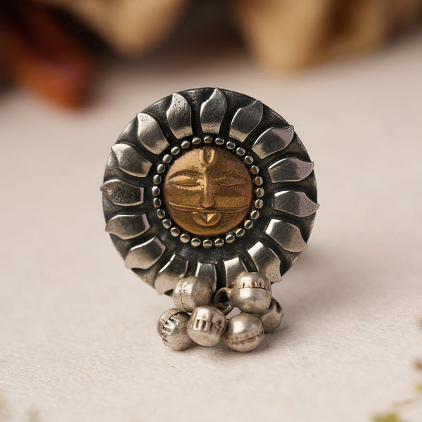 Aditya- Silver oxidised ring