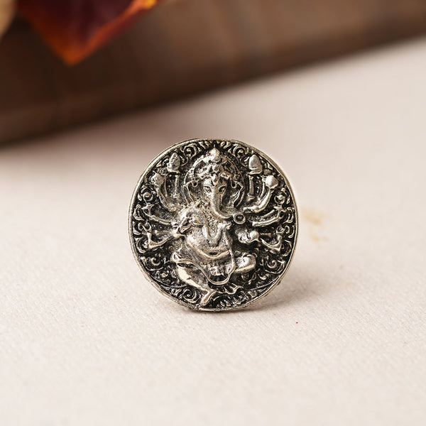 Ekadanta- Silver oxidised ring