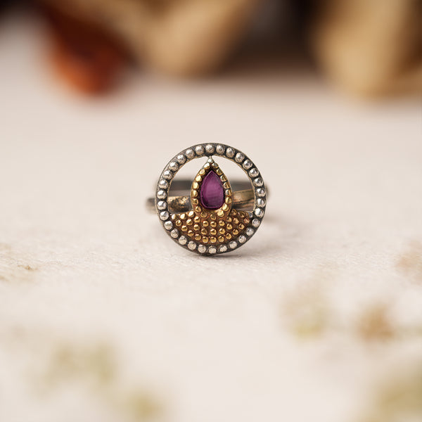 Silver Toned Handcrafted Adjustable Brass Ring