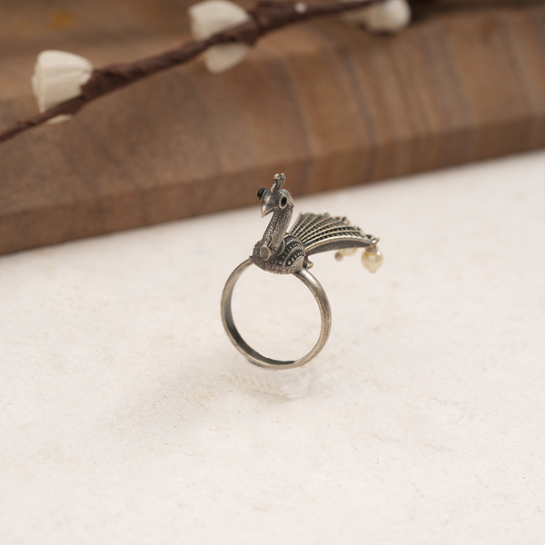 Morpriya- Silver oxidised ring