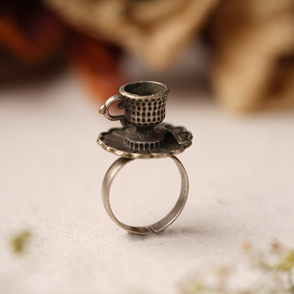 Tea Cup-Plate Anitique Oxidised Ring