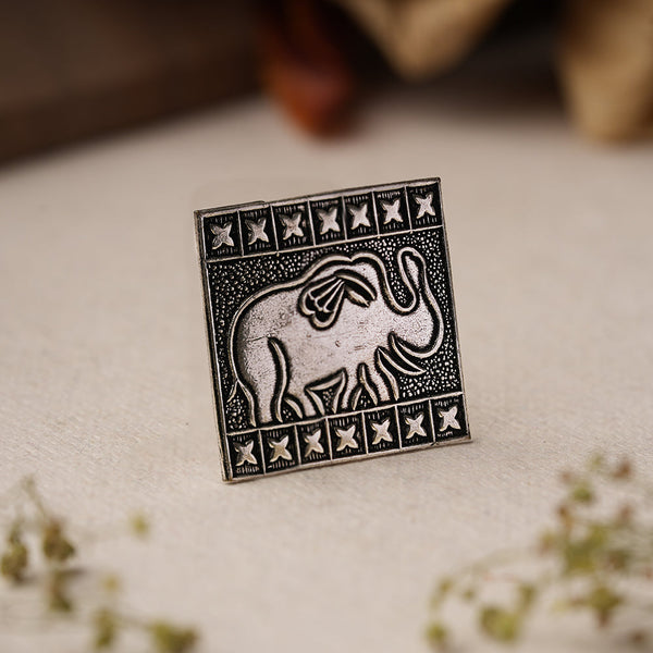 Tejomayi- Silver oxidised ring