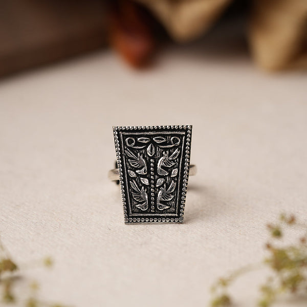 Suvrata- Silver oxidised ring