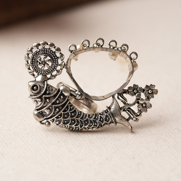 Neerja-Silver oxidised ring