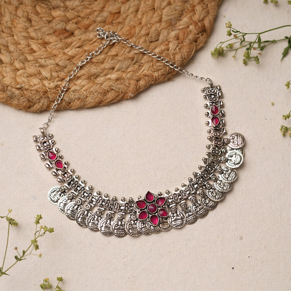 Red stone Coin Brass Neckpiece