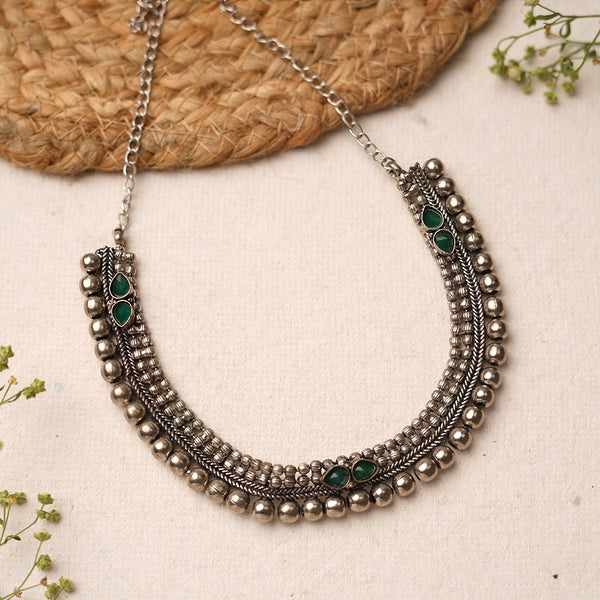 Green stone Brass Neckpiece