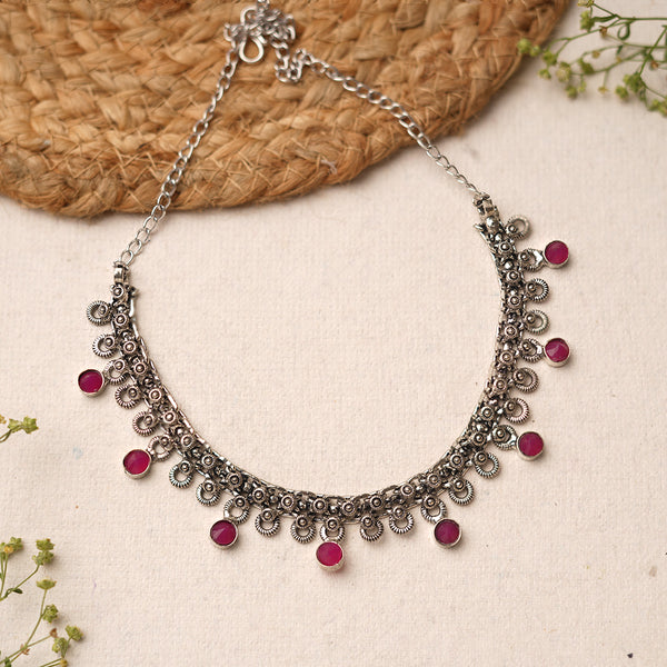 Pink stone Brass Neckpiece