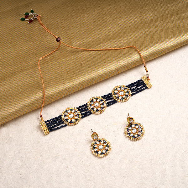 Kumudini- Stone Studded Beaded Neckpiece Set