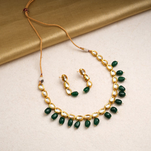 Madhavi- Kundan Studded Hanging Pearl Neckpiece Set