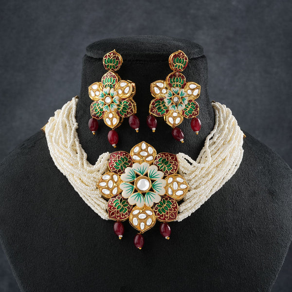 Liyana- Stone studded Neckpiece set(Red)