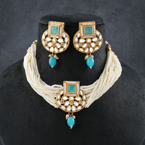 Veha- Stone studded Neckpiece set(Mint)