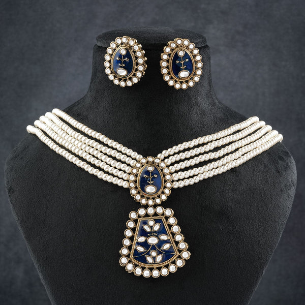 Ziva- Stone studded Neckpiece set(Blue)