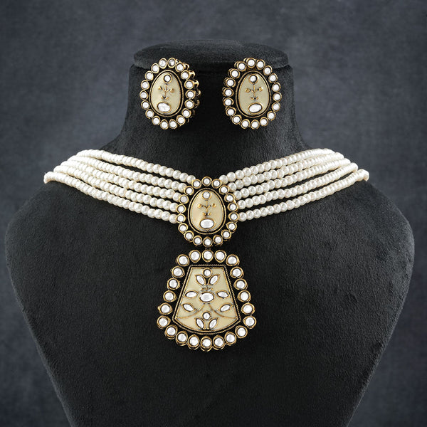 Ziva- Stone studded Neckpiece set(White)
