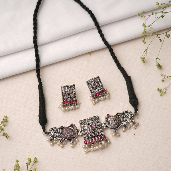 Oxidised neckpiece with Earrings