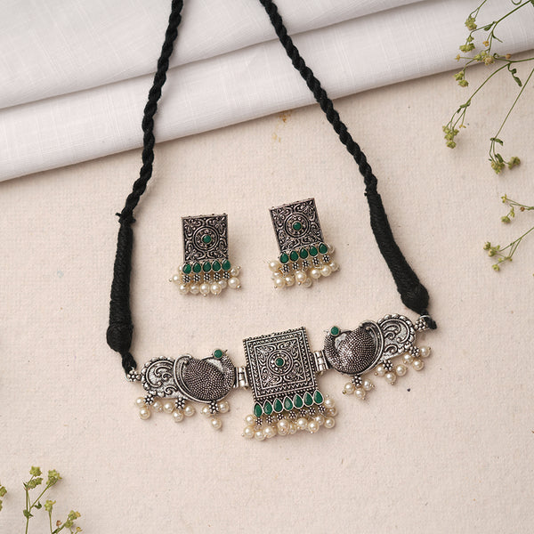 Oxidised neckpiece with Earrings