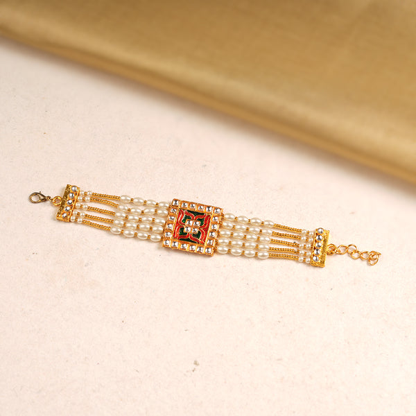 Kundan studded Meenakari Bracelet
