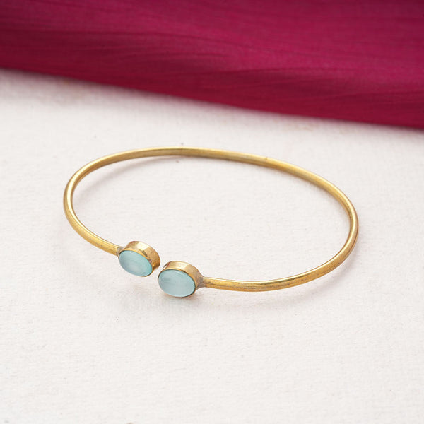 Trisha- Stone Studded Golden Bracelet(Light Blue)