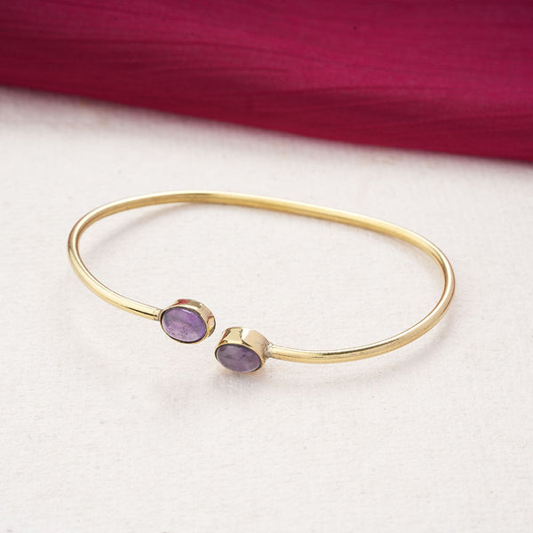 Trisha- Stone Studded Golden Bracelet(Purple)