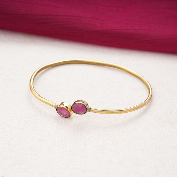 Trisha- Stone Studded Golden Bracelet(Pink)