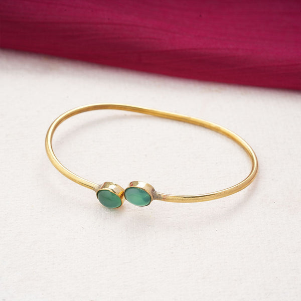 Trisha- Stone Studded Golden Bracelet(Green)