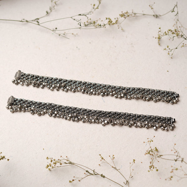Ghunghroo- Silver oxidised Anklet