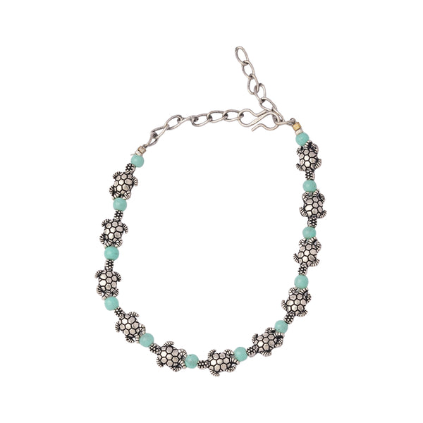 Blue Beads studded Tortoise Charm Bracelet