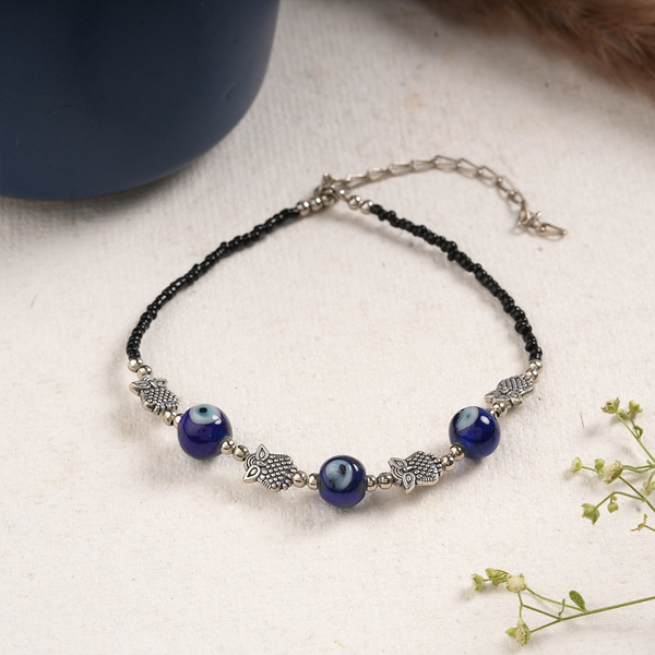 RaatPanchi- Oxidised beaded anklet