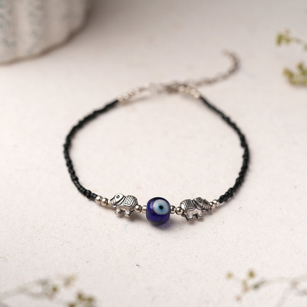 Evileye Elephant shape Oxidise Anklet