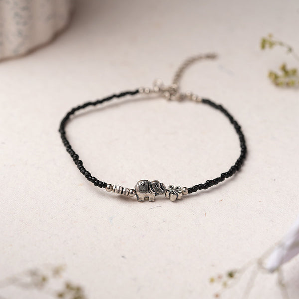 Hastinika- Oxidised beaded anklet