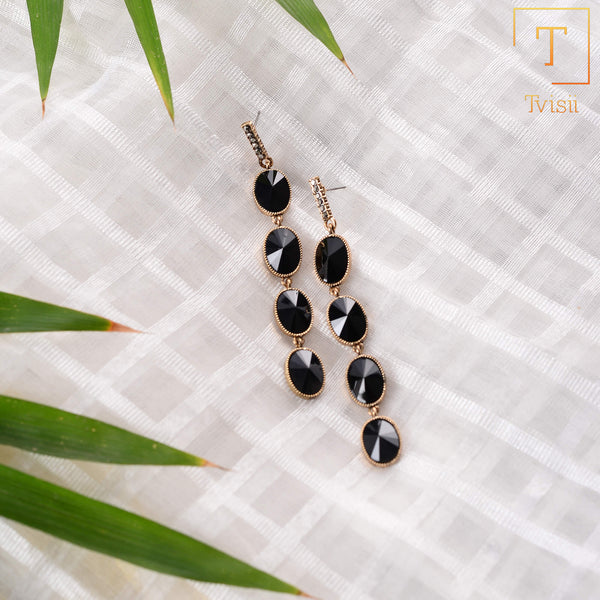 Fancy Crystal Black Earrings